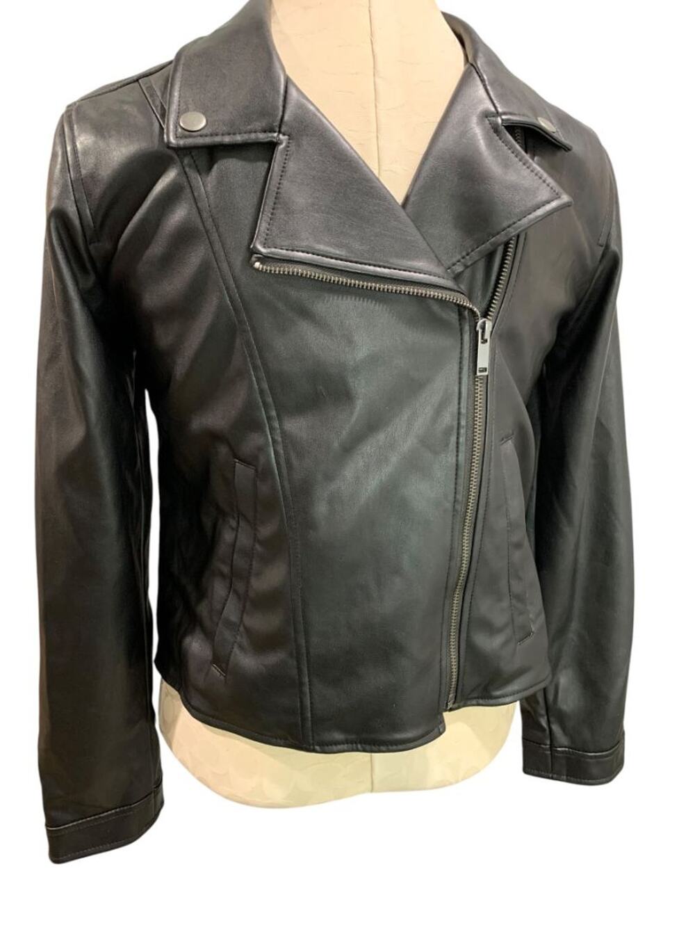 Size XXL Gap Kids New Vegan Leather Black Moto Style Jacket